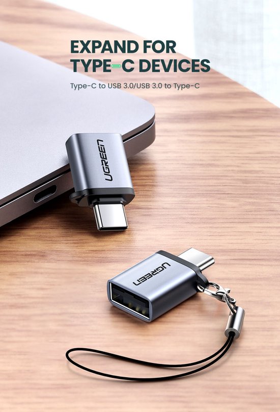 Ugreen adapter - USB-C naar USB-A 3.0 OTG - Grijs