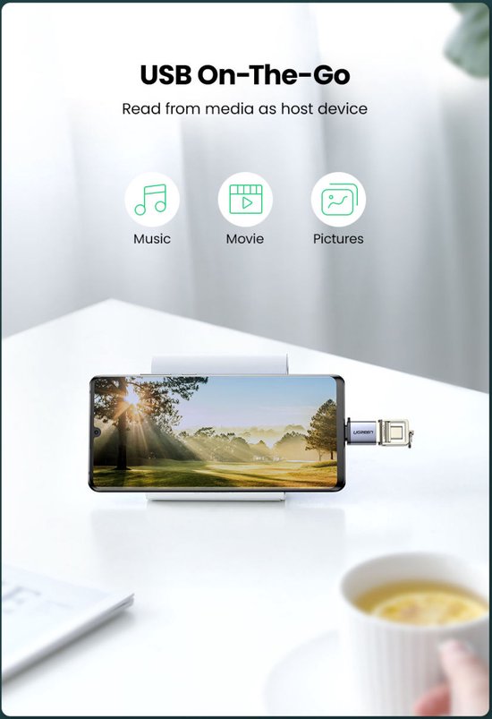Ugreen adapter - USB-C naar USB-A 3.0 OTG - Grijs