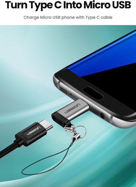 Ugreen adapter - USB-C naar micro USB - 50590 - Grijs