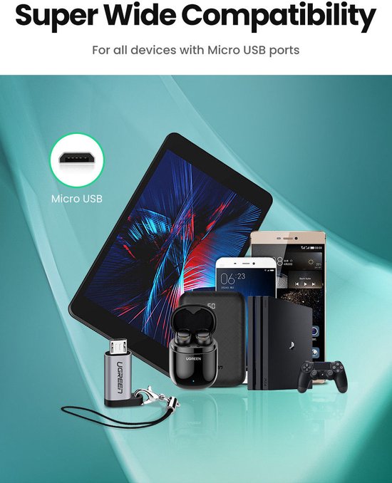 Ugreen adapter - USB-C naar micro USB - 50590 - Grijs