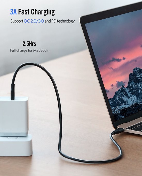 Ugreen USB-C naar USB-C kabel - 1 meter - smartphone/tablet/laptop - Zwart