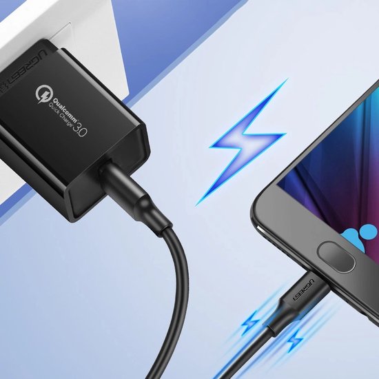Ugreen USB naar micro USB kabel - 2,4 A - 480 Mbps - 1,5 m - Zwart - US289