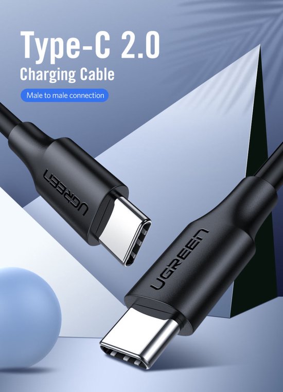 Ugreen USB-C to USB-C cable - 3 metres - smartphone/tablet/laptop - Black