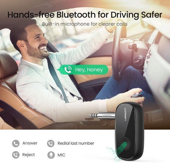 Ugreen bluetooth 5.0 audio-ontvanger - AUX aptX LL mini-jack - Zwart