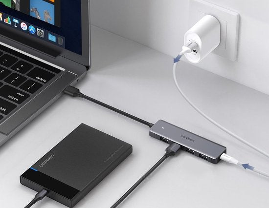 Ugreen Power Hub splitter - USB-C naar 4x USB 3.0 + USB-C