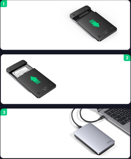 Ugreen externe harde schijf behuizing - USB 3.1 Gen 2 aluminium 2,5 inch SATA HDD/SSD UASP