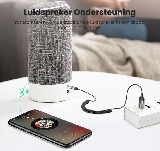 Bluetooth adapter - USB 2.0 naar 3,5 mm jack BT 5.0 - ingebouwde microfoon