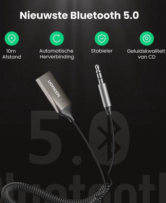 Bluetooth adapter - USB 2.0 naar 3,5 mm jack BT 5.0 - ingebouwde microfoon