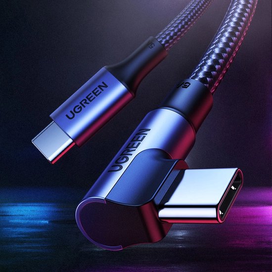 UGREEN USB-C naar USB-C oplaadkabel - 90 graden haaks - 100 W PD 3.0 PPS - 1 meter