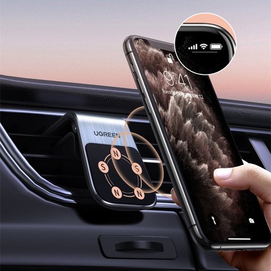 UGREEN telefoonhouder auto - magnetisch voor ventilatierooster - Zwart