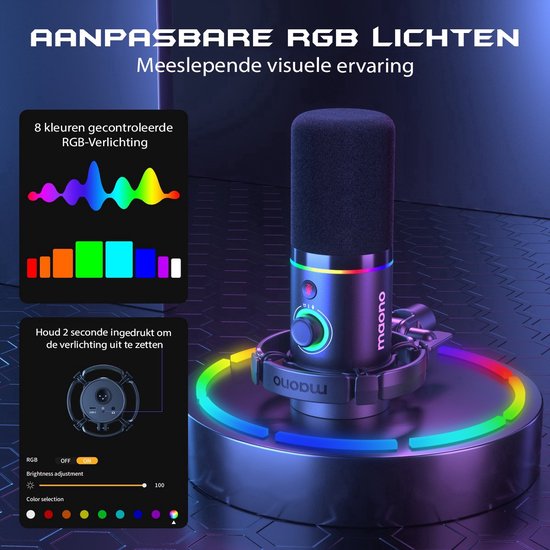 Maono PD200X microfoon - XLR dynamische RGB USB - streaming podcast studio gaming PS4/5