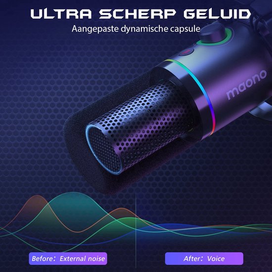 Maono PD200X microfoon - XLR dynamische RGB USB - streaming podcast studio gaming PS4/5