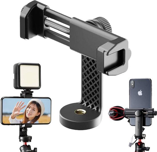 Ulanzi ST-17 telefoonhouder - 360° draaibaar voor statief - cold shoe mount - tot 10 cm breed - Zwart
