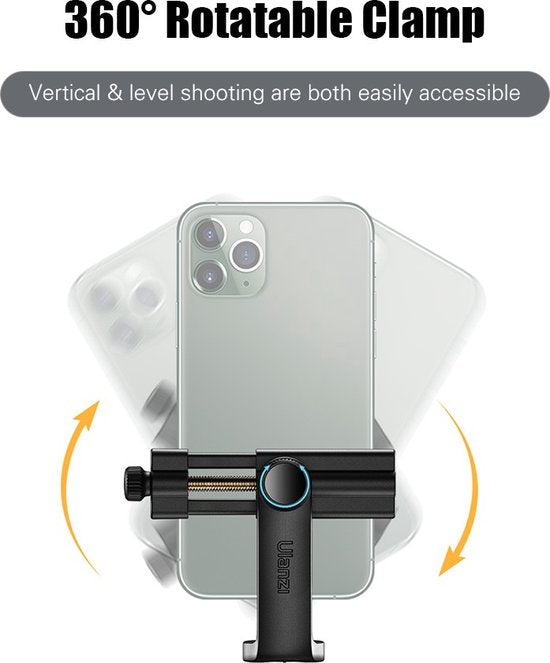 Ulanzi ST-17 telefoonhouder - 360° draaibaar voor statief - cold shoe mount - tot 10 cm breed - Zwart
