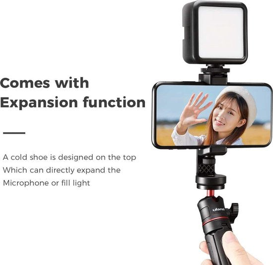 Ulanzi ST-17 telefoonhouder - 360° draaibaar voor statief - cold shoe mount - tot 10 cm breed - Zwart