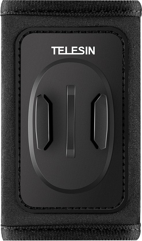 Telesin rugzakband-houder voor action cam - 360° draaibaar - geschikt voor GoPro/Insta360/Osmo Action - snelsluiting dubbele J-haak - Zwart