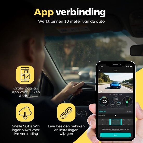 Botslab G980H dashcam - 4-kanaals 4K wifi GPS 360 graden parkeermodus - 128 GB