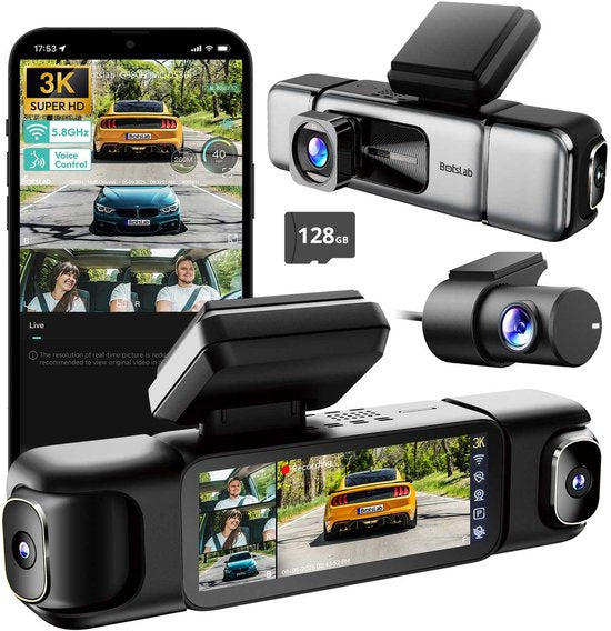 Botslab G980H dashcam - 4-kanaals 4K wifi GPS 360 graden parkeermodus - 128 GB