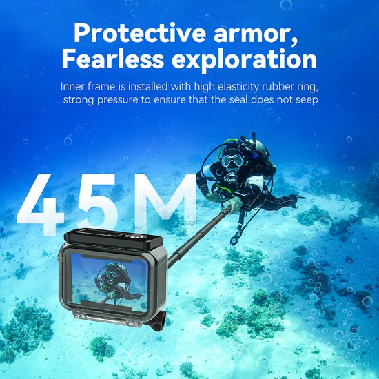 Telesin waterdichte behuizing - geschikt voor DJI Osmo Action 3/4/5 - waterdicht tot 45 meter - Transparant