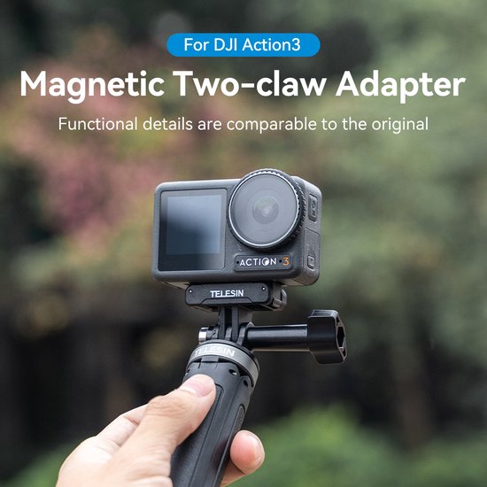 Telesin dual claw mount - magnetisch quick release - geschikt voor DJI Osmo Action 3/4/5 - aluminium - Zwart