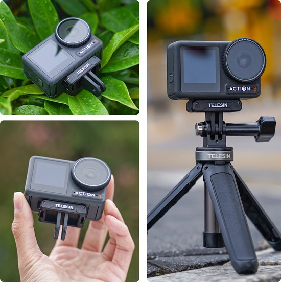Telesin dual claw mount - magnetisch quick release - geschikt voor DJI Osmo Action 3/4/5 - aluminium - Zwart