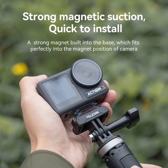 Telesin dual claw mount - magnetisch quick release - geschikt voor DJI Osmo Action 3/4/5 - aluminium - Zwart
