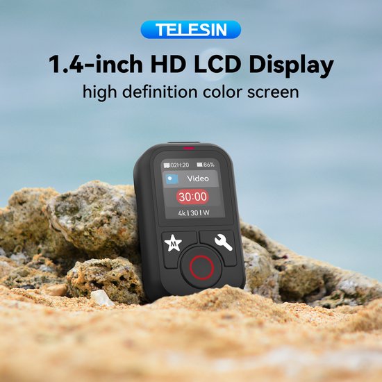 Telesin V2 Bluetooth afstandsbediening - voor GoPro 13/12/11/10/9/8/MAX & smartphone - waterbestendig 80 m bereik - Zwart