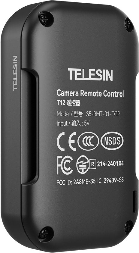 Telesin V2 Bluetooth afstandsbediening - voor GoPro 13/12/11/10/9/8/MAX & smartphone - waterbestendig 80 m bereik - Zwart