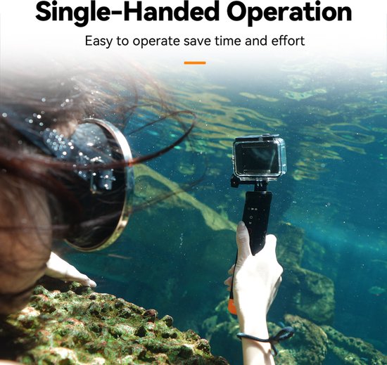 Telesin Bobber drijvende handgreep - onderwater met afstandsbediening - geschikt voor GoPro 8 t/m 13 - waterdicht tot 15 meter - Zwart/oranje