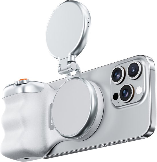 Telesin Fun Shot Magnetic Grip 2 cameragreep - MagSafe telefoongrip - zoom- en sluiterknop - inclusief bluetooth afstandsbediening - Wit