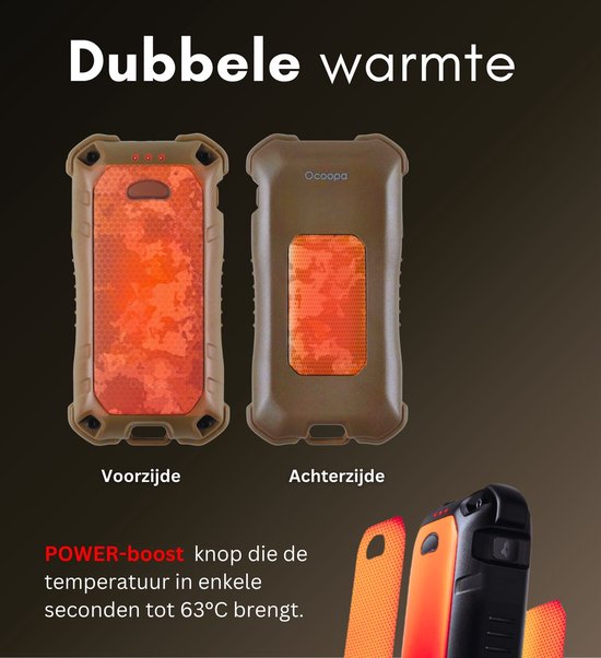 Ocoopa XTR handwarmer - 3-in-1 oplaadbaar - met powerbank en zaklamp - 10.000 mAh - IP56