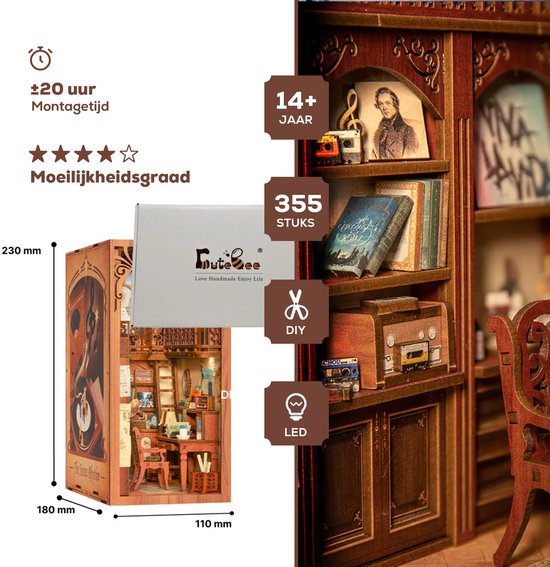 CuteBee Book Nook bouwpakket - The Secret Rhythm - houten 3D puzzel