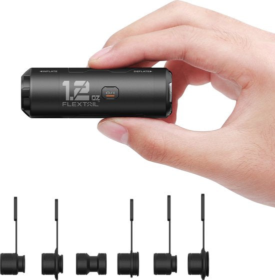 Flextail Zero Pump elektrische mini luchtpomp - draagbaar oplaadbaar USB-C - 35 g - met 6 opzetstukken