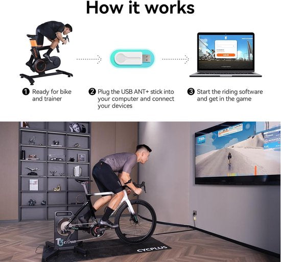 Cycpus USB ANT+ adapter - voor smartwatch en fiets-GPS - 10 m bereik