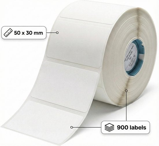 Niimbot labelprinterrol - K3/K2 - 50×30 mm - 900 labels per rol - Wit