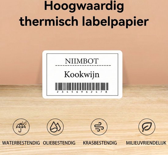 Niimbot labelprinterrol - K3/K2 - 50×30 mm - 900 labels per rol - Wit