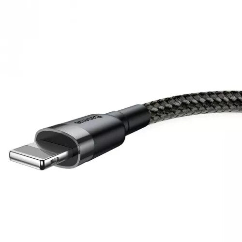 Baseus USB naar Lightning Kabel - 0.5 meter - Geweven nylon - Zwart/Grijs