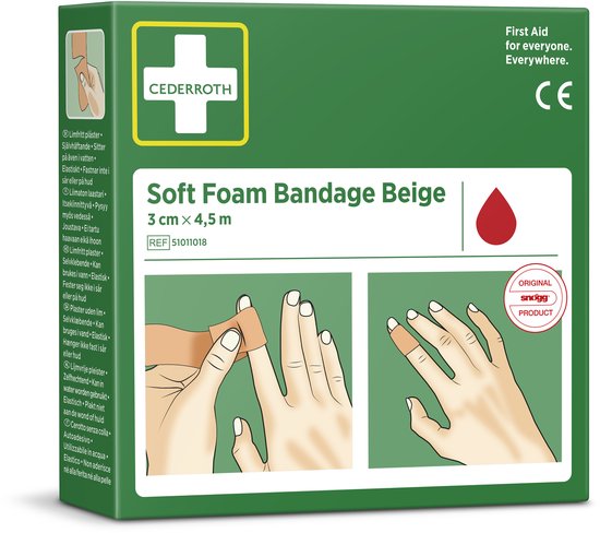 CEDERROTH Soft Foam verband - vinger en teen 3×4,5 cm - Beige