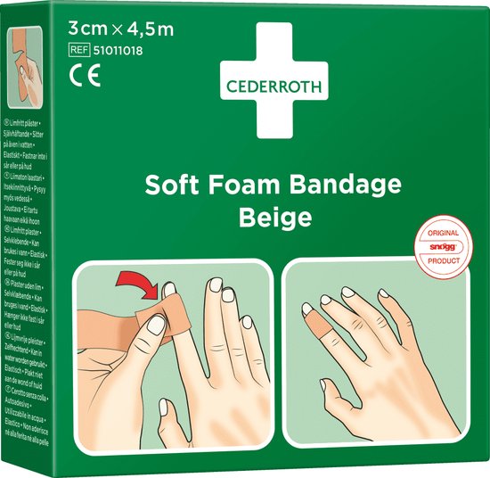 CEDERROTH Soft Foam verband - vinger en teen 3×4,5 cm - Beige