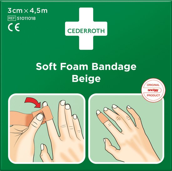CEDERROTH Soft Foam verband - vinger en teen 3×4,5 cm - Beige