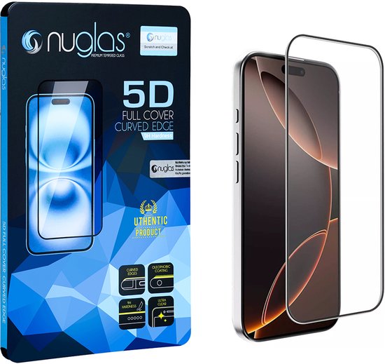 NuGlas screenprotector - 5D - iPhone 12 Pro Max - Zwart
