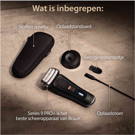 Braun Series 9 Pro+ 9510s scheerapparaat - elektrisch wet & dry - oplaadstandaard - Zwart