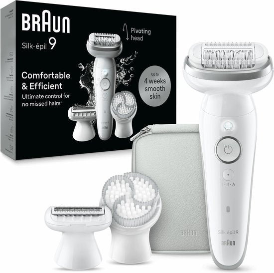 Braun Silk-épil 9 9-061 epilator - 40 pincetten - Zilver/Wit