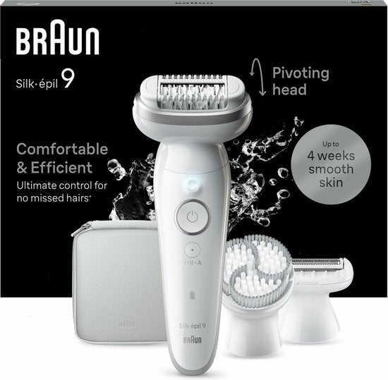 Braun Silk-épil 9 9-061 epilator - 40 pincetten - Zilver/Wit
