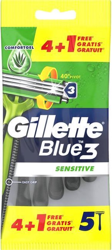 Gillette Blue 3 Sensitive wegwerp scheermesjes - gevoelige huid - 5 stuks