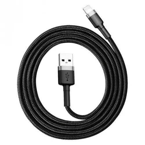 Baseus USB naar Lightning Kabel - 0.5 meter - Geweven nylon - Zwart/Grijs