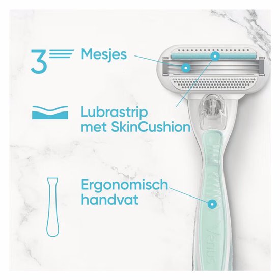 Gillette Venus Smooth scheersysteem - rondingvolgende mesjes - 1 handvat en 2 navulmesjes