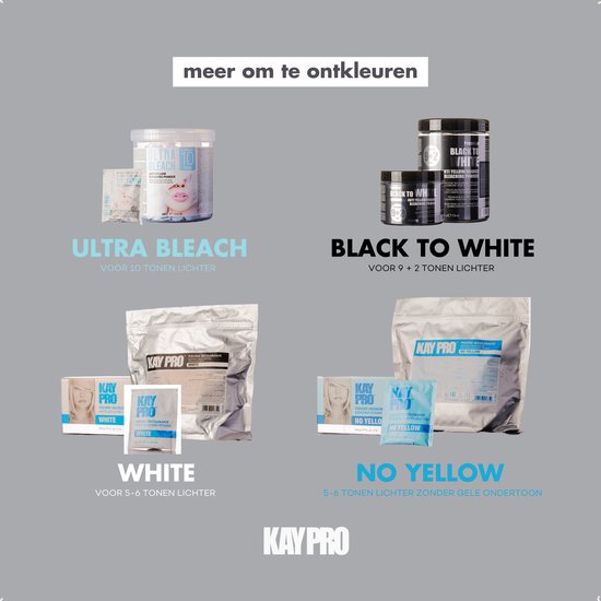 KayPro Black To White ontkleuringspoeder - 9+2 tonen - 500 gram