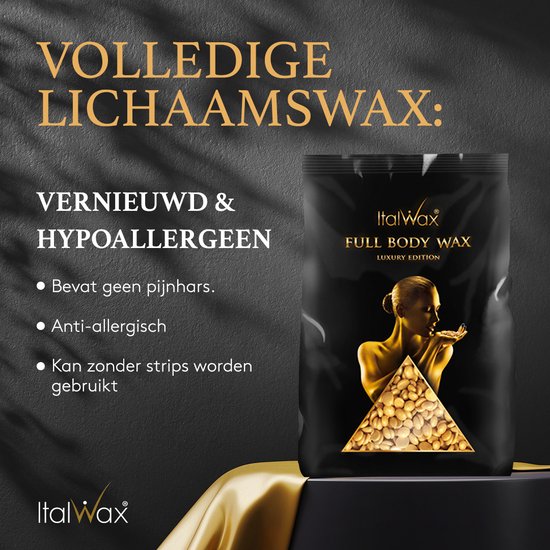 Italwax film wax bonen - hard wax voor volledige lichaamsontharing - 1 kg - Gold