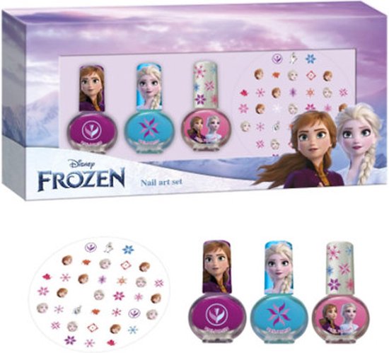 Frozen nail art set - 3x nagellak met nageldecoratie